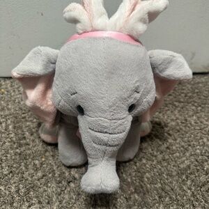 GANZ Gray and Pink Elephant Plush with Crown